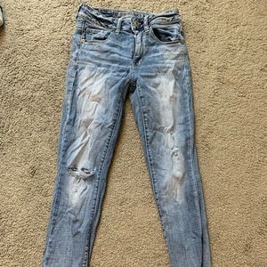 american eagle high rise skinny jeans light wash